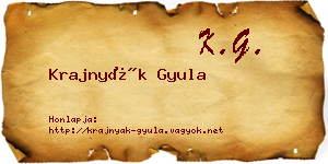 Krajnyák Gyula névjegykártya